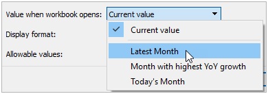 Parameters in Tableau latest month