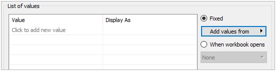 Parameters in Tableau list of values