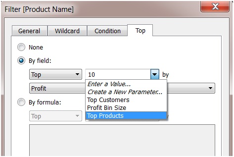 Parameters in Tableau top products